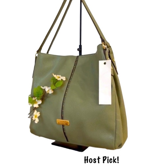 Nicole Miller Handbags - NICOLE MILLER ~ Olive Green Multi-Compartment Bag w/Fun Polka Dotted Interior